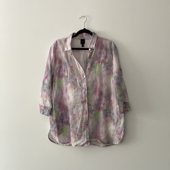 Blu No 9 100% Linen Relaxed Fit Multicolour Button Down Shirt Size Extra Large - Picture 1 of 6